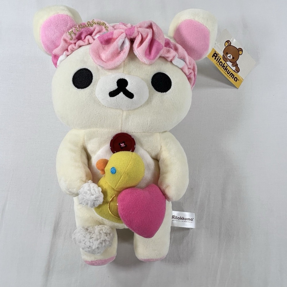 NEW San-X Bathtime 2015 Rilakkuma Korilakkuma with Duck Heart Headband Plush 14"